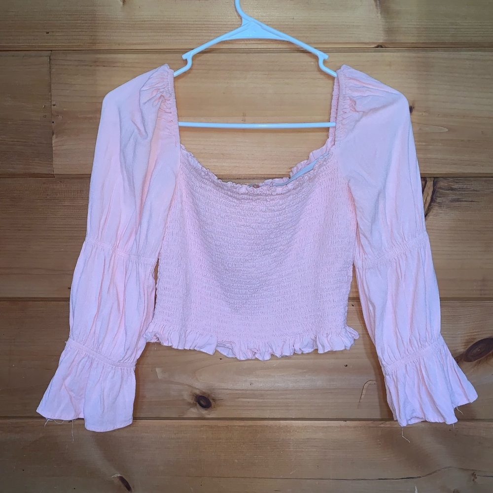Pink Smocked GB Cropped Top
